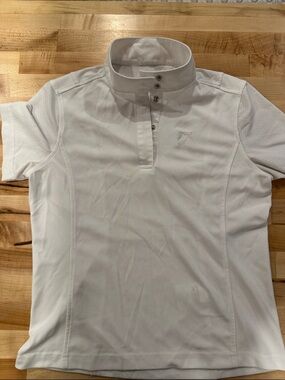 Riding Sport Girls' White Short-Sleeve Stand-Collar Polo